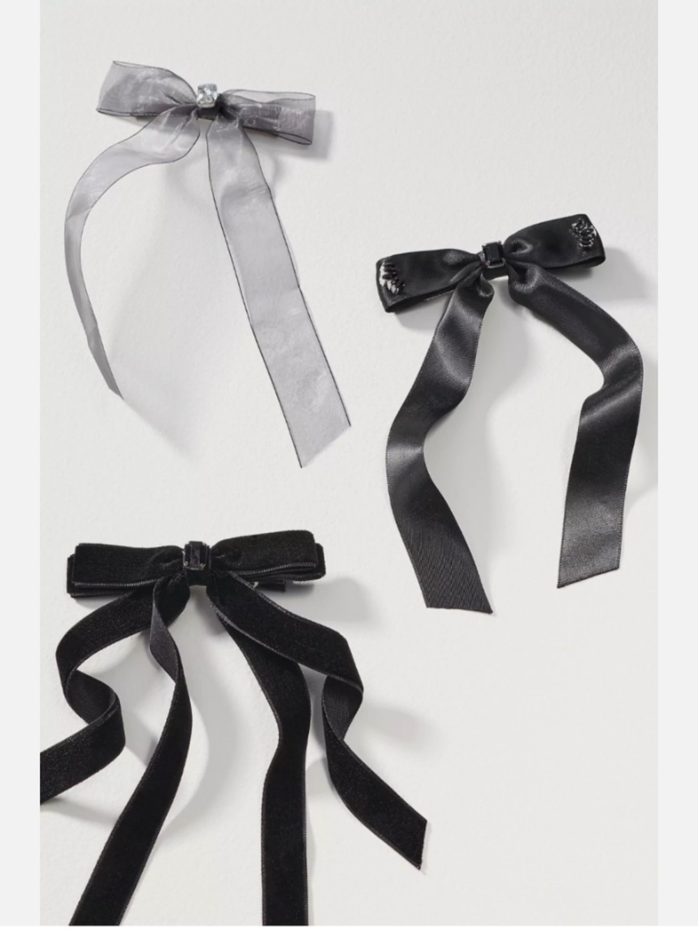 NWT ANTHROPOLOGIE GEMSTONE BOW HAIR CLIPS, SET OF 3